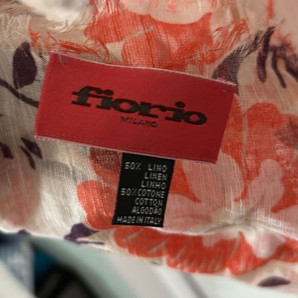 Linen and Cotton blend Floral Scarf - Picture 3 of 4